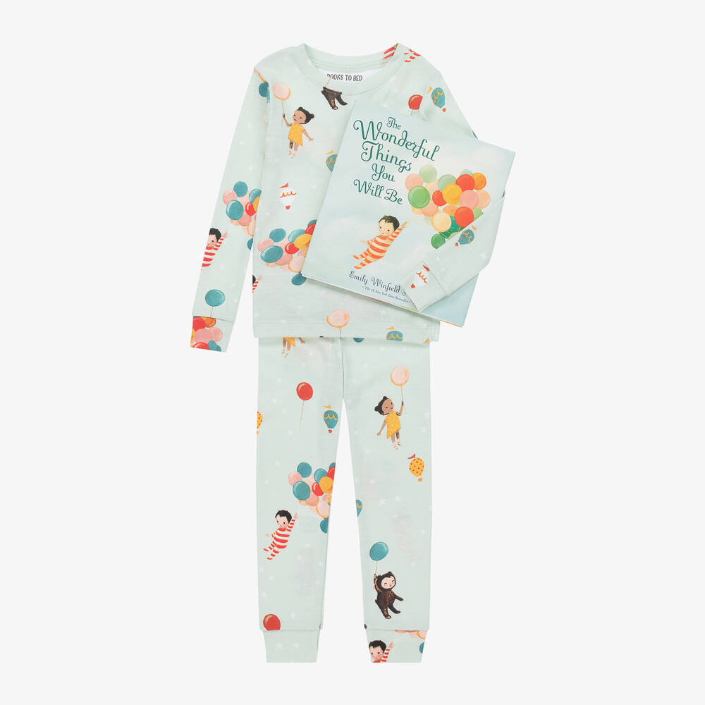 Books to Bed-Green Wonderful Things Cotton Pyjamas & Book Set | Childrensalon