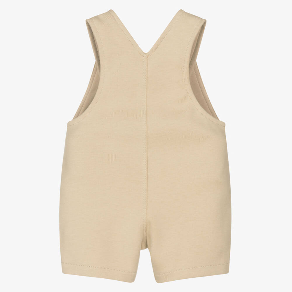 BOSS-Baby Boys Beige Cotton Dungaree Shorts | Childrensalon