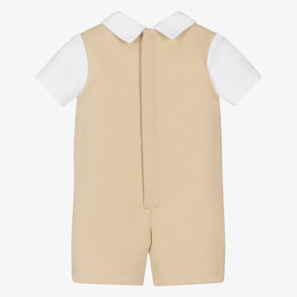 BOSS-Baby Boys Beige Cotton Waistcoat Suit Shortie | Childrensalon