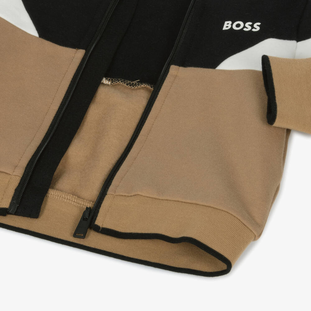 BOSS-طقم رياضي قطن عضوي لون بيج | Childrensalon