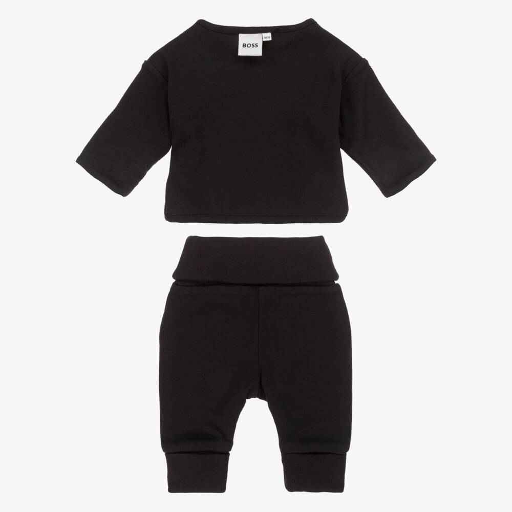 BOSS-Baby Boys Black Trouser Set With Reversible Top | Childrensalon
