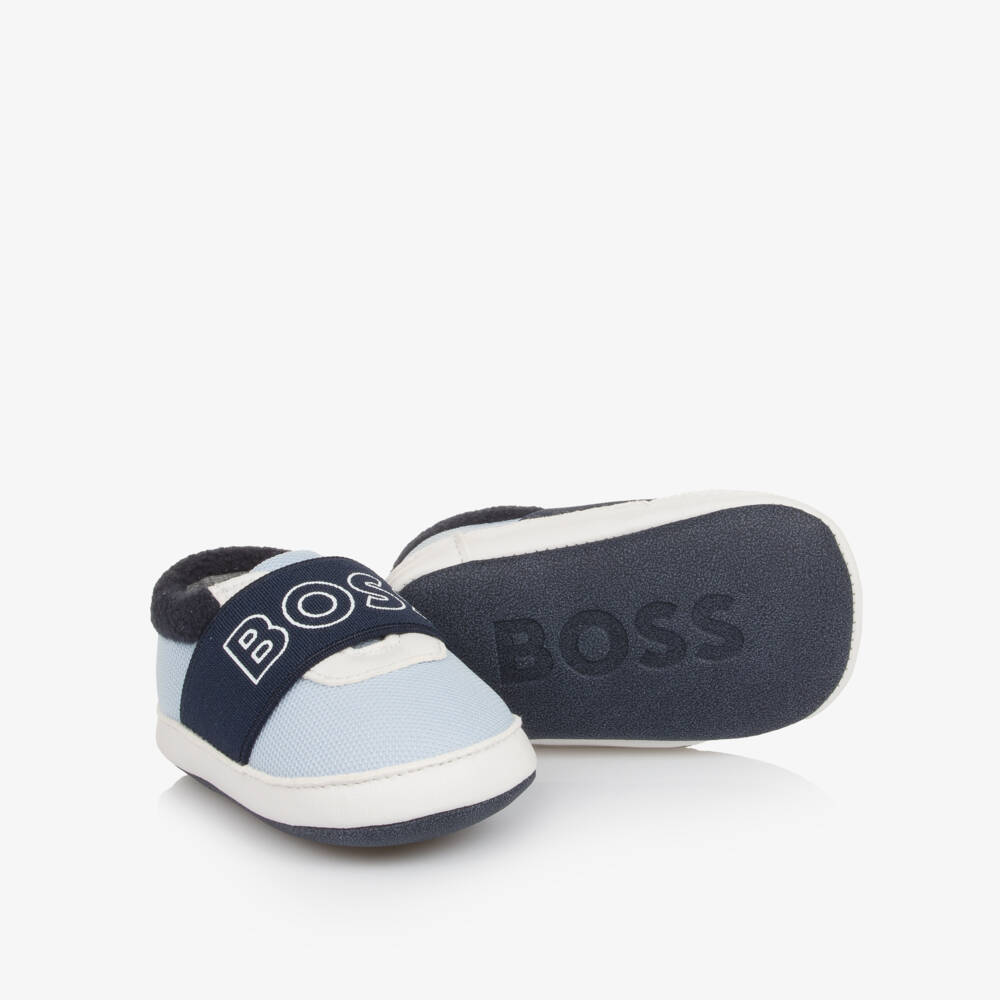 BOSS-Baby Boys Blue Canvas Pre-Walker Shoes | Childrensalon