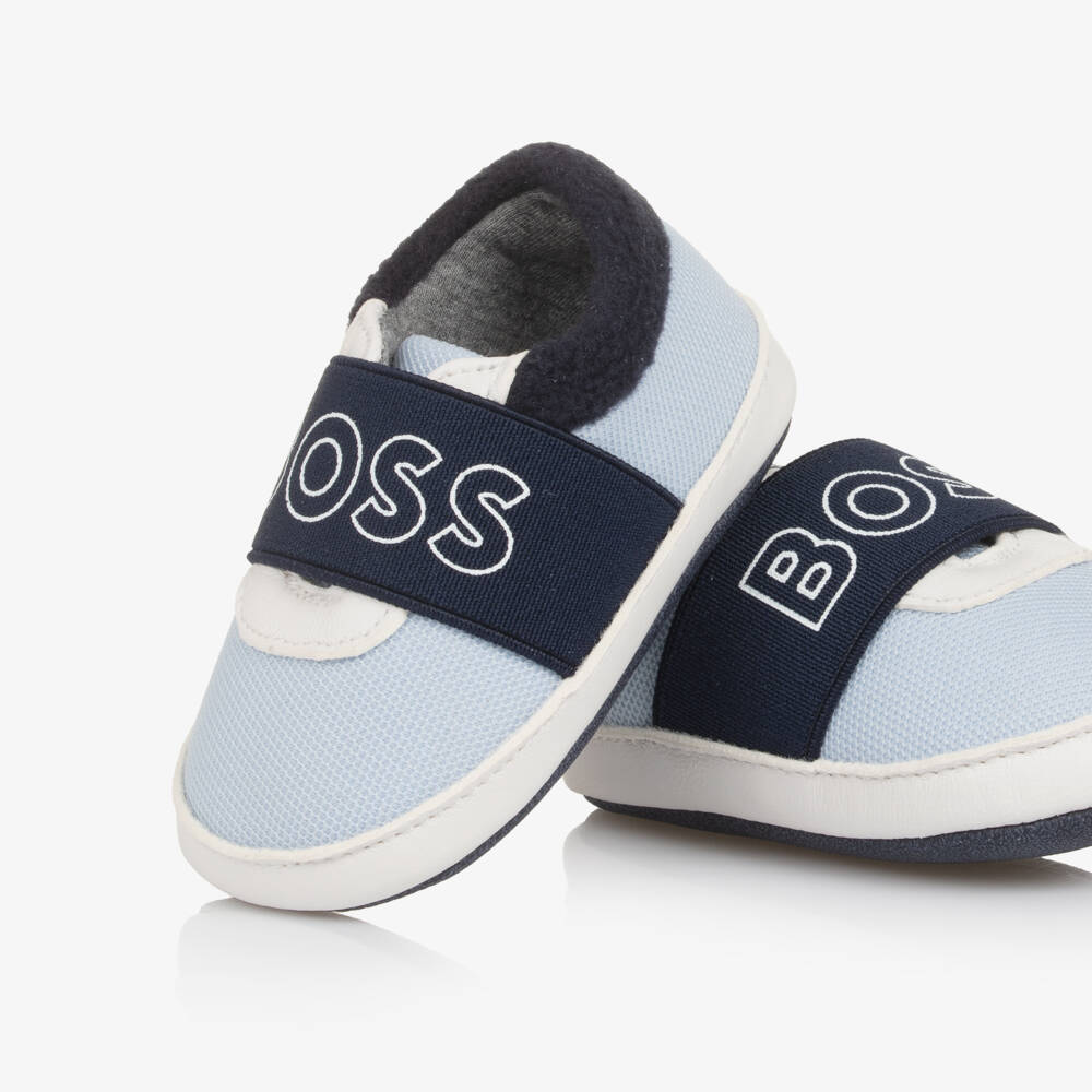 BOSS-Baby Boys Blue Canvas Pre-Walker Shoes | Childrensalon