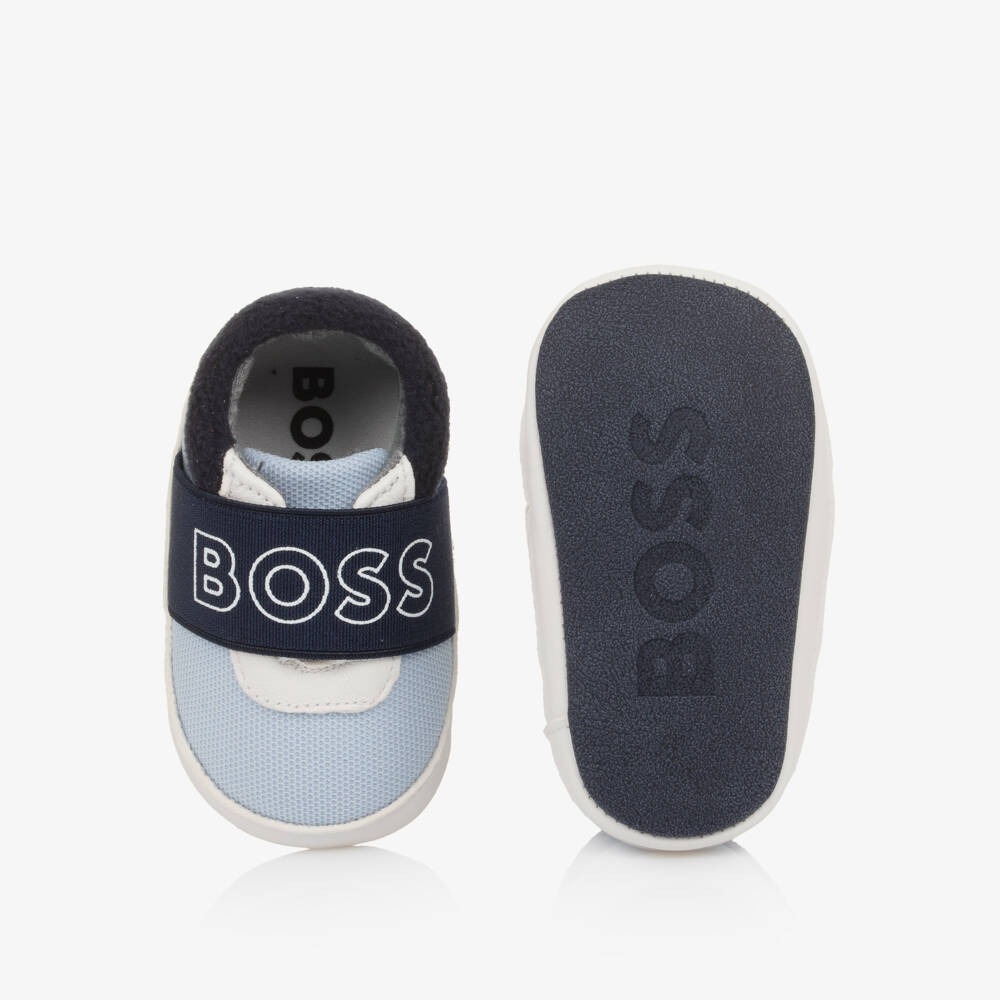 BOSS-Baby Boys Blue Canvas Pre-Walker Shoes | Childrensalon
