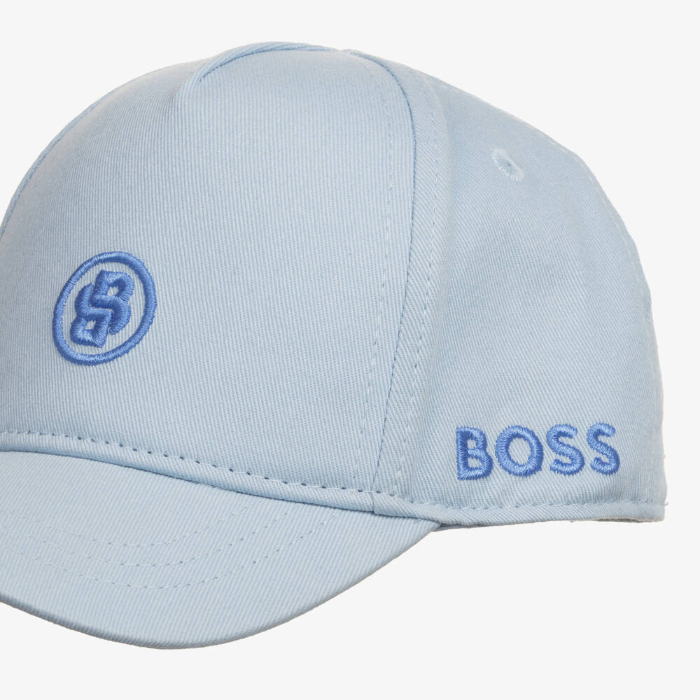 BOSS-Baby Boys Blue Cotton Double B Cap | Childrensalon