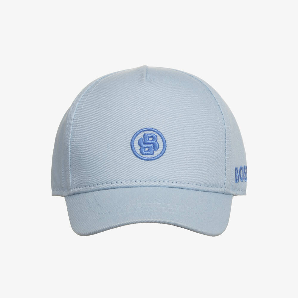 BOSS-Baby Boys Blue Cotton Double B Cap | Childrensalon