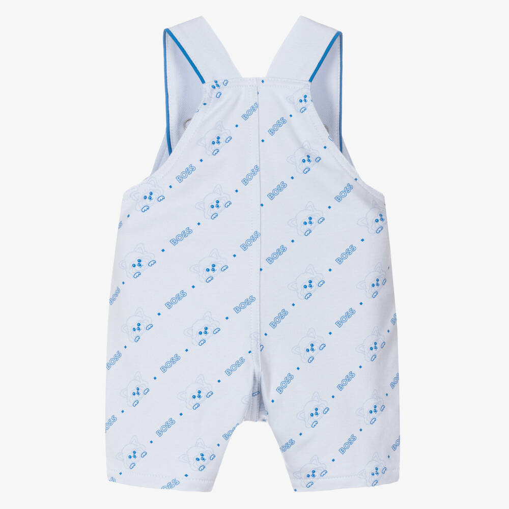 BOSS-Baby Boys Blue Cotton Jersey Dungarees | Childrensalon