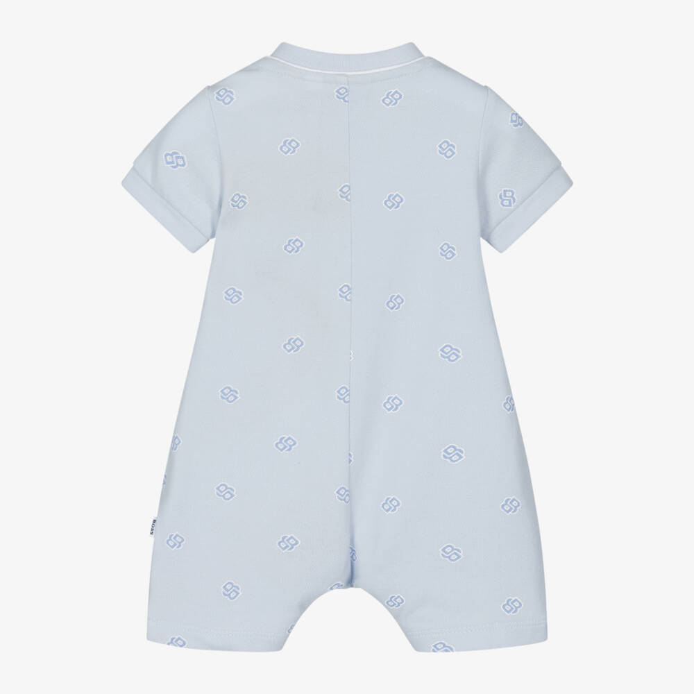 BOSS-Baby Boys Blue Cotton Piqué Shortie | Childrensalon
