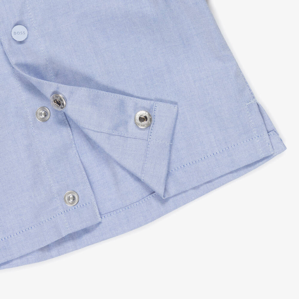 BOSS-Baby Boys Blue Cotton Short-Sleeved Shirt & Shorts Set | Childrensalon