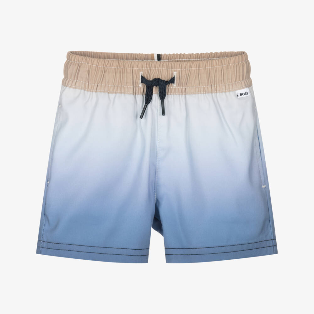 BOSS-Baby Boys Blue Ombré Swim Shorts | Childrensalon