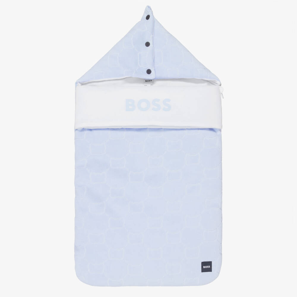 BOSS-Baby Boys Blue Velour Nest (80cm) | Childrensalon