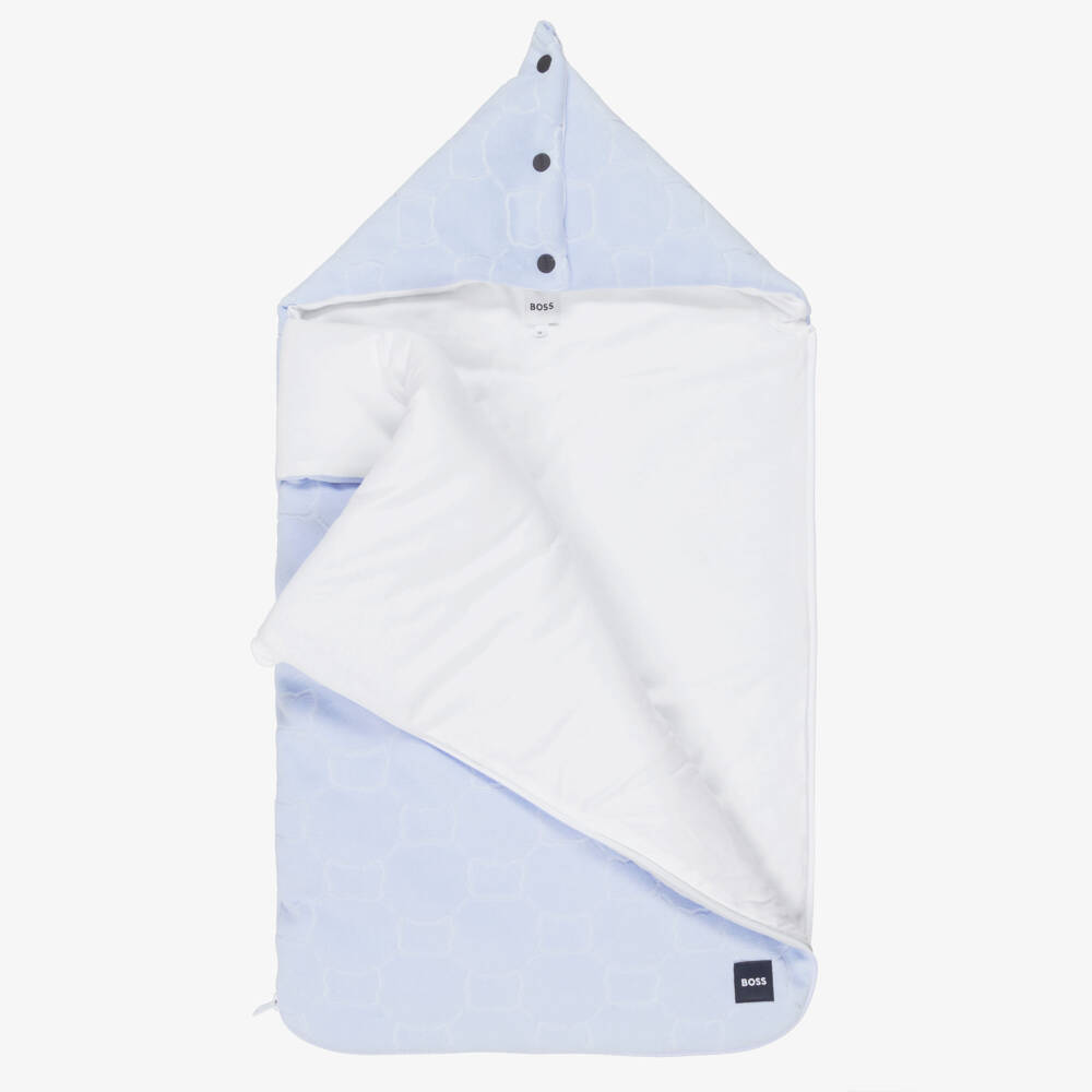 BOSS-Baby Boys Blue Velour Nest (80cm) | Childrensalon