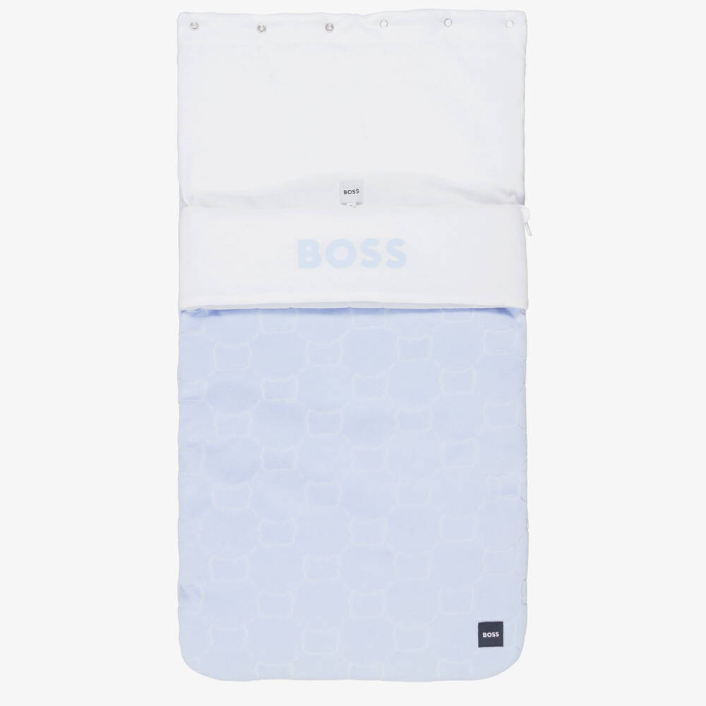 BOSS-Baby Boys Blue Velour Nest (80cm) | Childrensalon