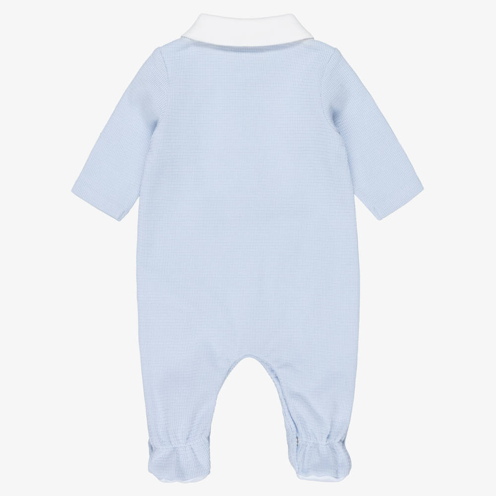 BOSS-Baby Boys Blue & White Cotton Polo Babygrow | Childrensalon