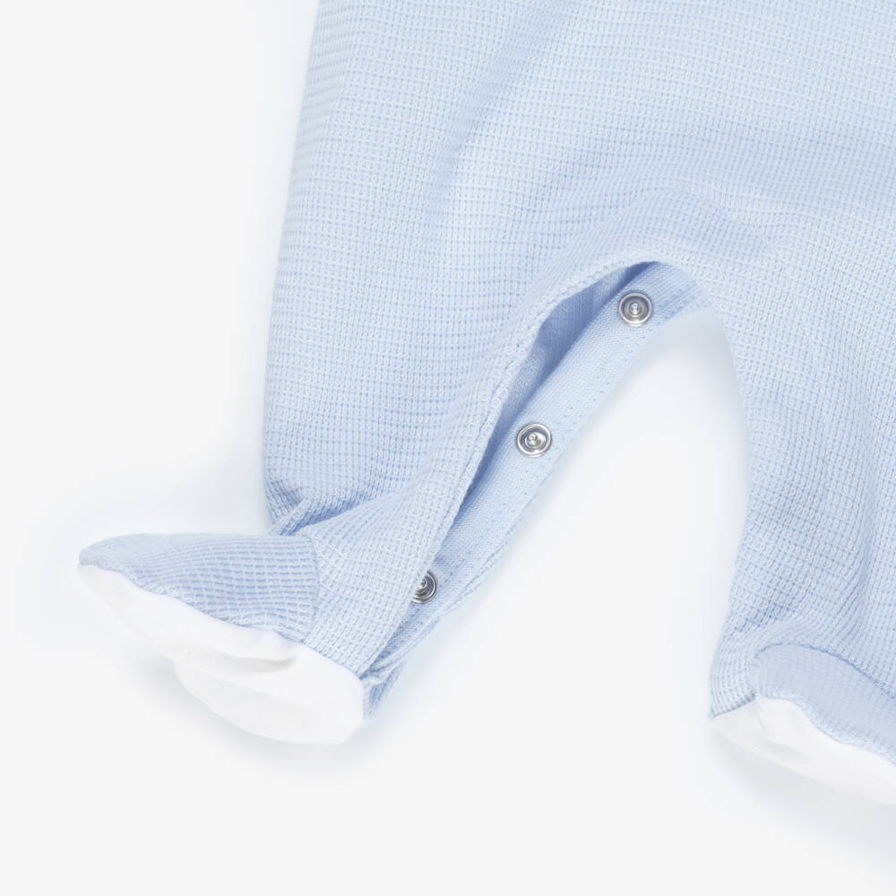 BOSS-Baby Boys Blue & White Cotton Polo Babygrow | Childrensalon