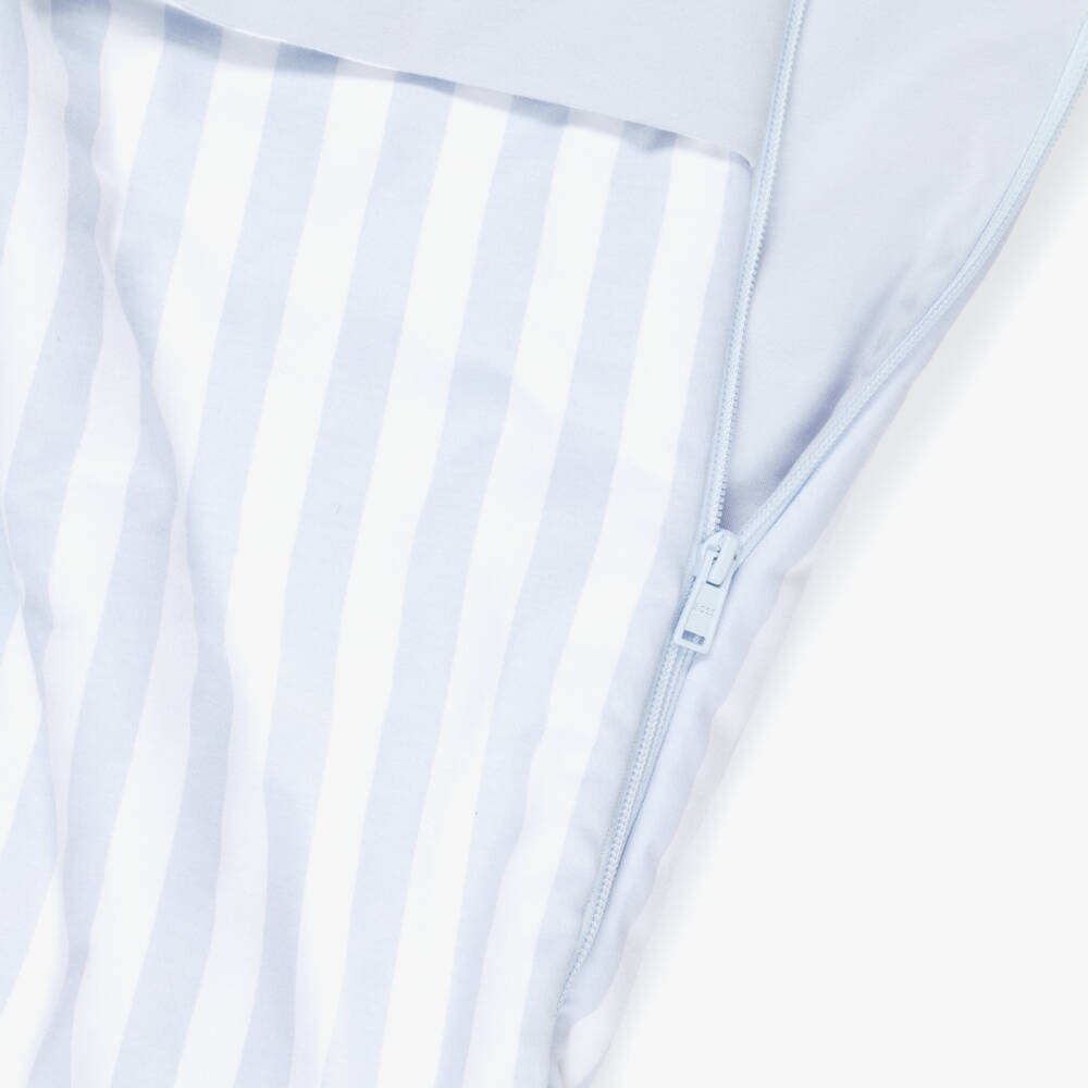 BOSS-Baby Boys Blue & White Stripe Cotton Logo Nest (81cm) | Childrensalon
