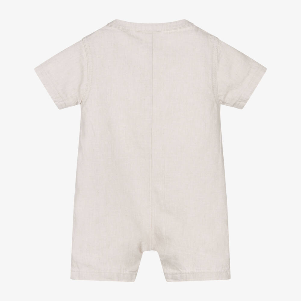 BOSS-Baby Boys Light Beige Linen & Cotton Shortie | Childrensalon