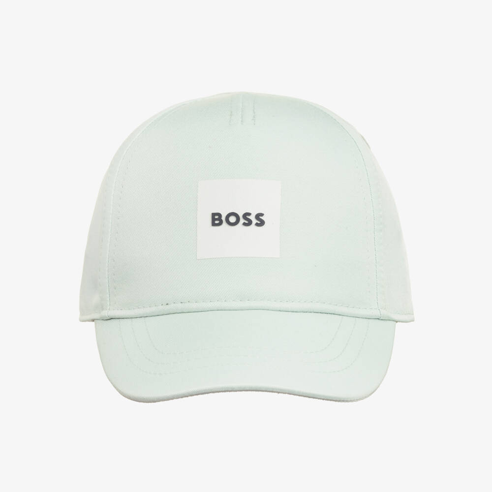 BOSS-Baby Boys Light Mint Green Cotton Cap | Childrensalon