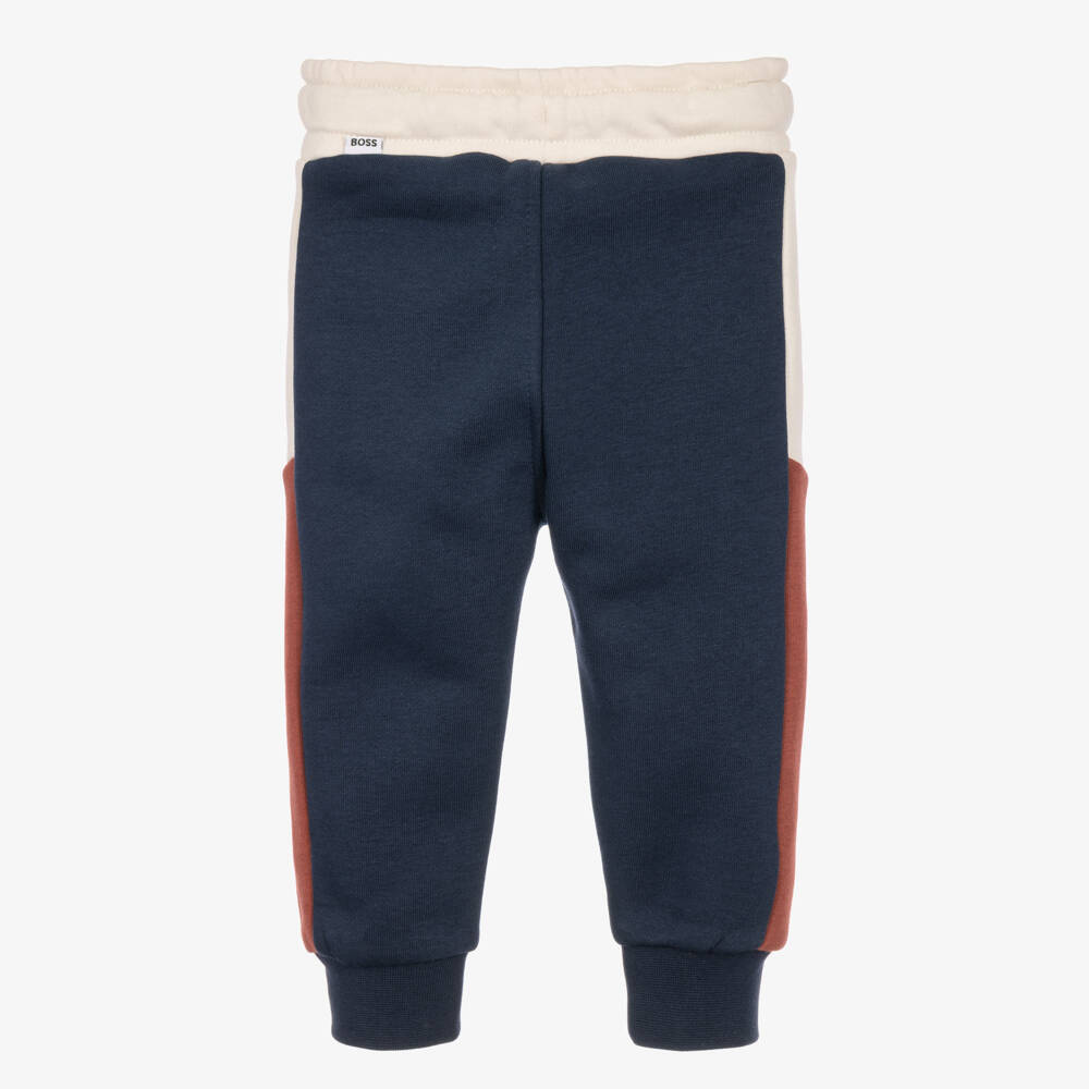 BOSS-Baby Boys Navy Blue Colourblock Joggers | Childrensalon