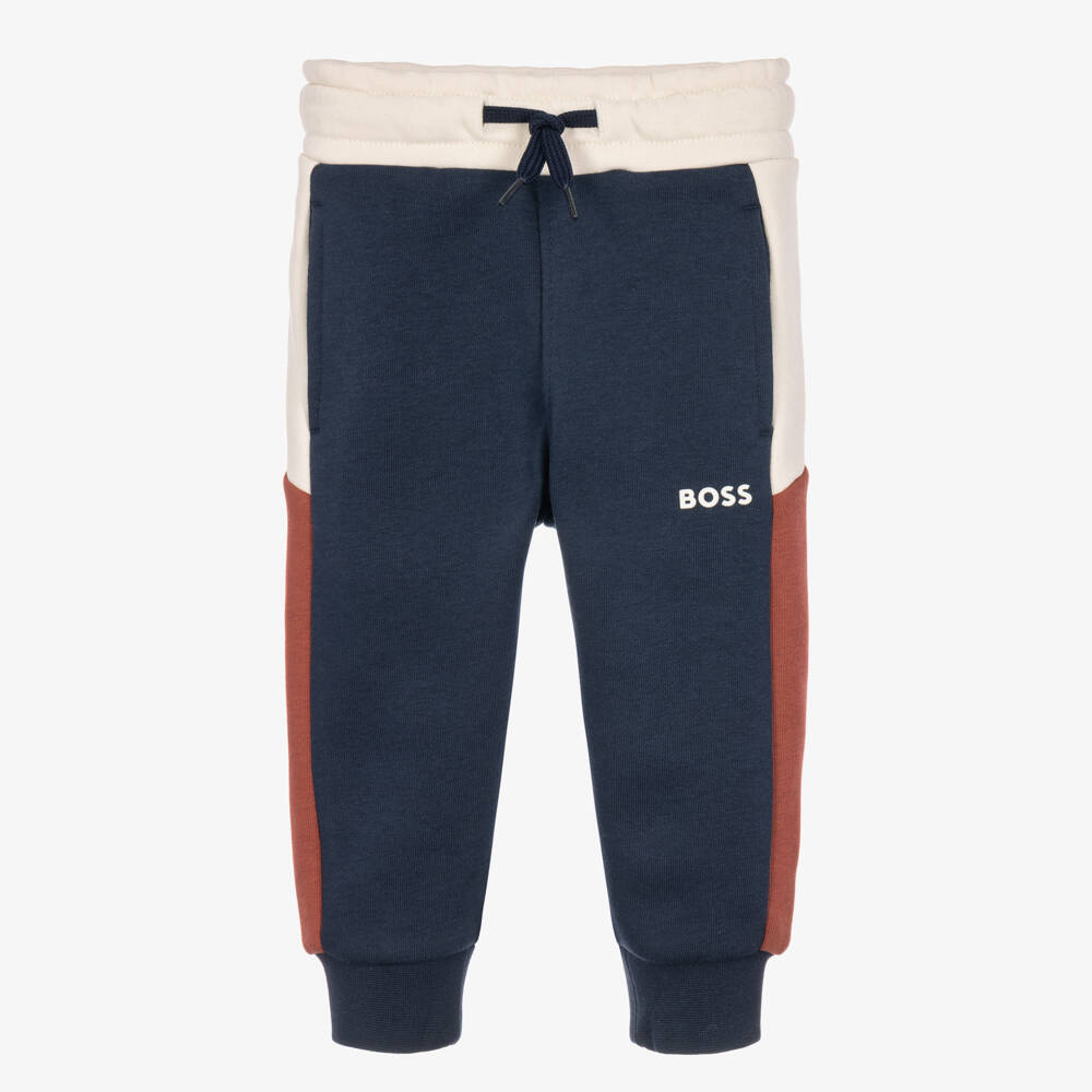 BOSS-Baby Boys Navy Blue Colourblock Joggers | Childrensalon