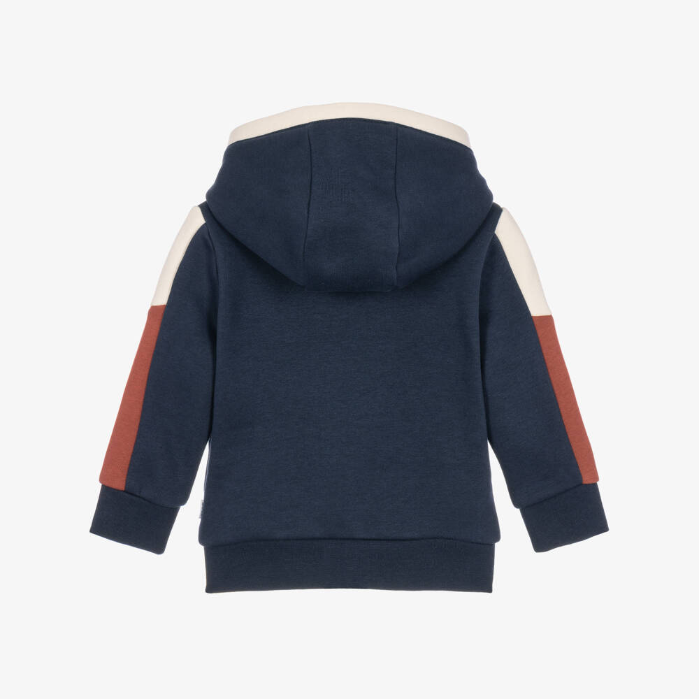 BOSS-Baby Boys Navy Blue Colourblock Zip-Up Hoodie | Childrensalon