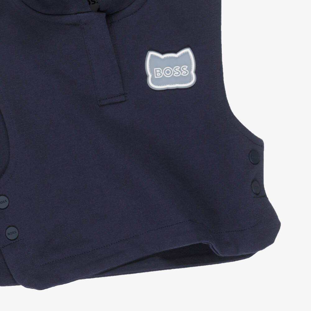 BOSS-Baby Boys Navy Blue Cotton Jersey Shorts Set | Childrensalon