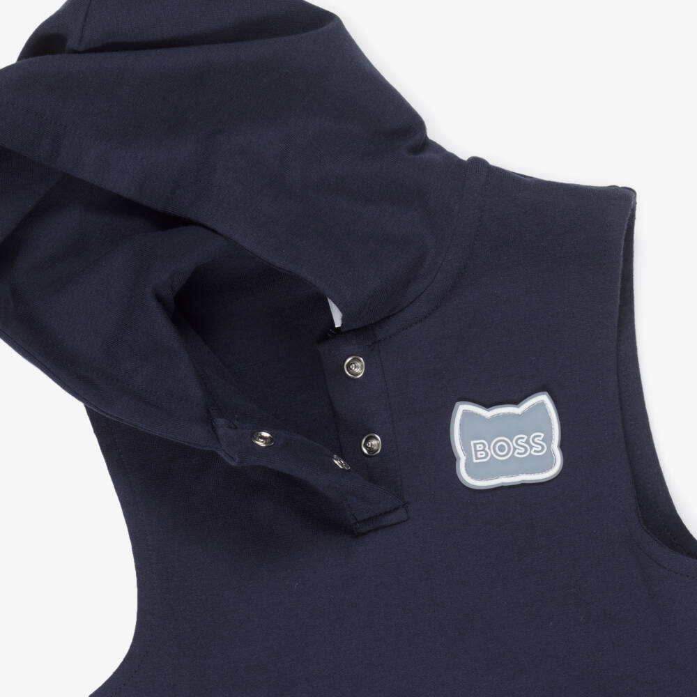 BOSS-Baby Boys Navy Blue Cotton Jersey Shorts Set | Childrensalon