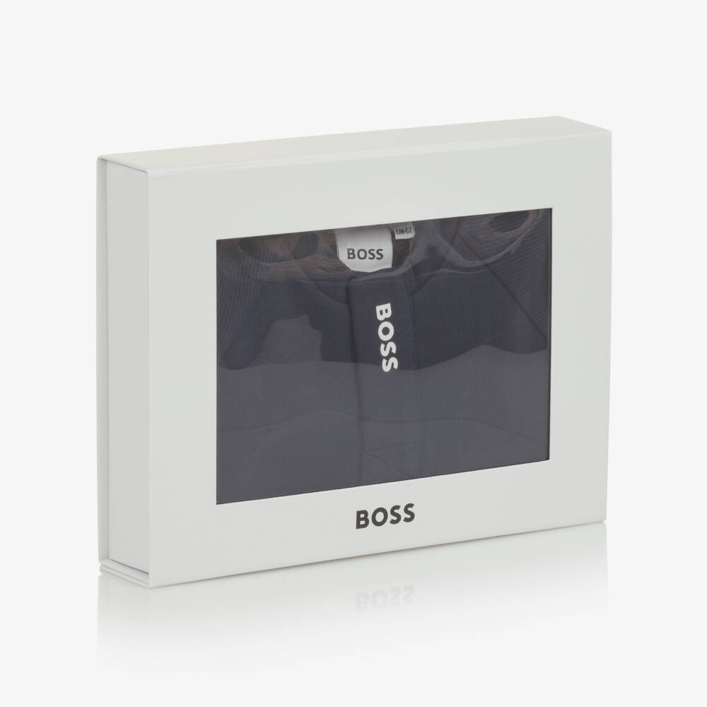 BOSS-Baby Boys Navy Blue Cotton Jersey Tracksuit | Childrensalon