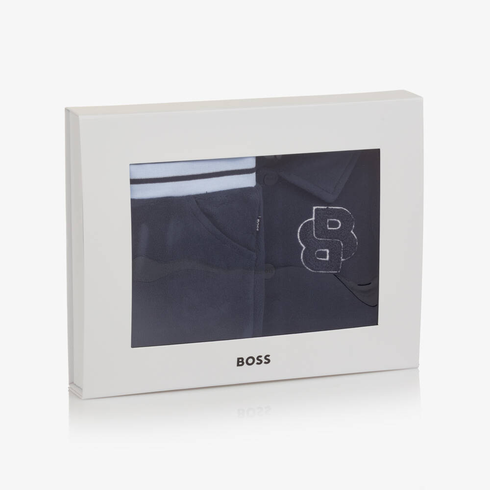 BOSS-Baby Boys Navy Blue Fleece Tracksuit | Childrensalon