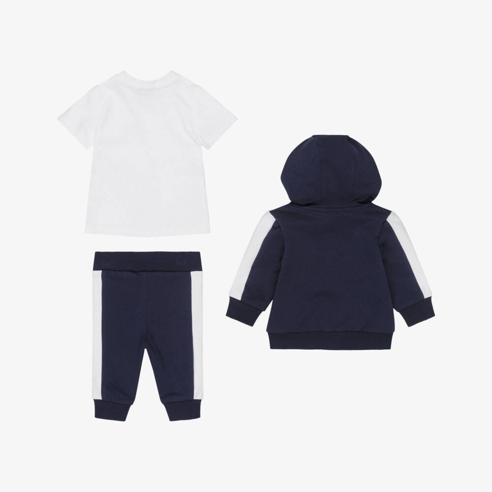 BOSS-Baby Boys Navy Blue Hooded Tracksuit Set | Childrensalon