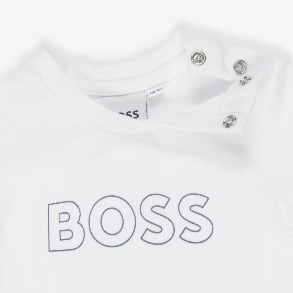 BOSS-Baby Boys Navy Blue Hooded Tracksuit Set | Childrensalon