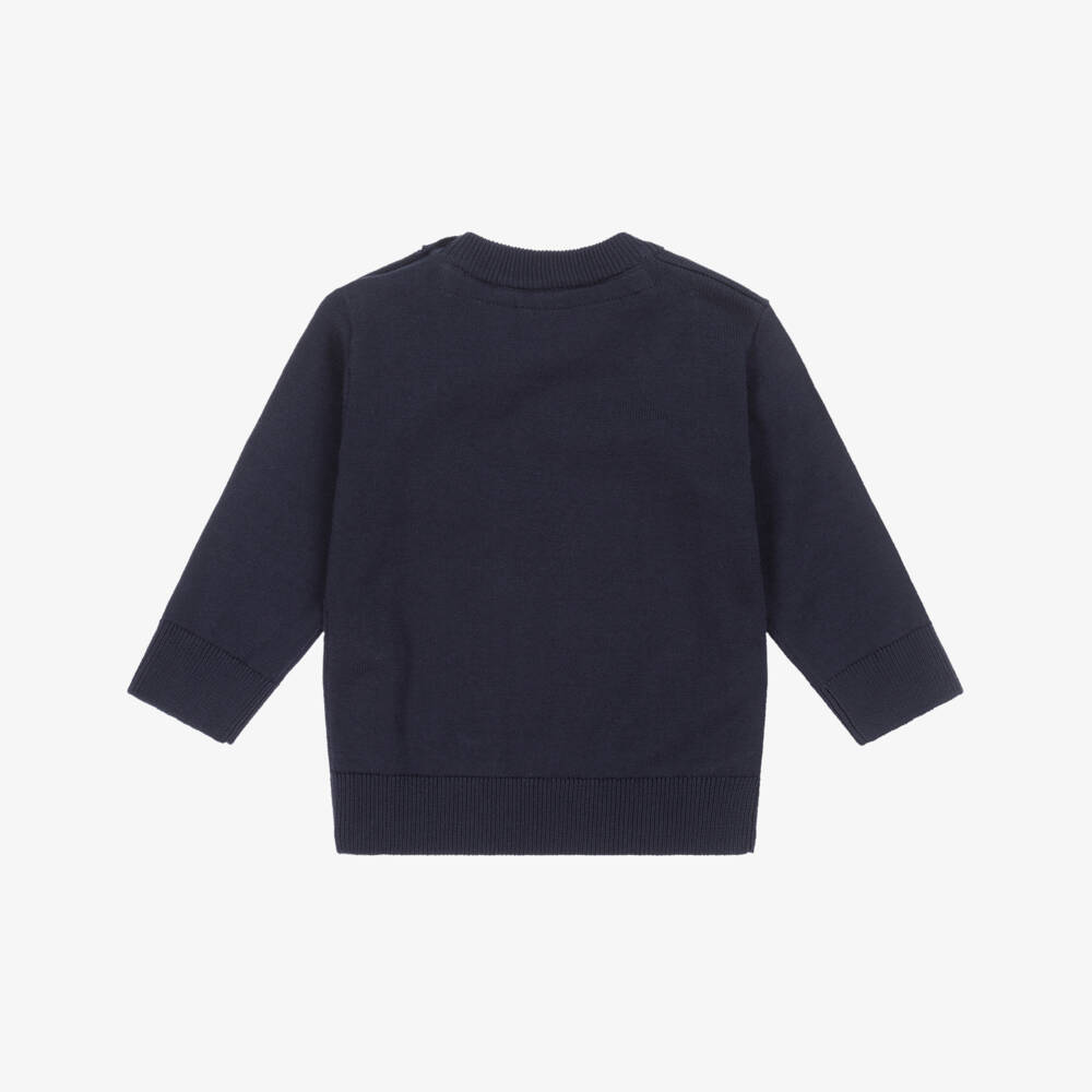 BOSS-بلوفر قطن محبوك لون كحلي للأولاد الرضع | Childrensalon