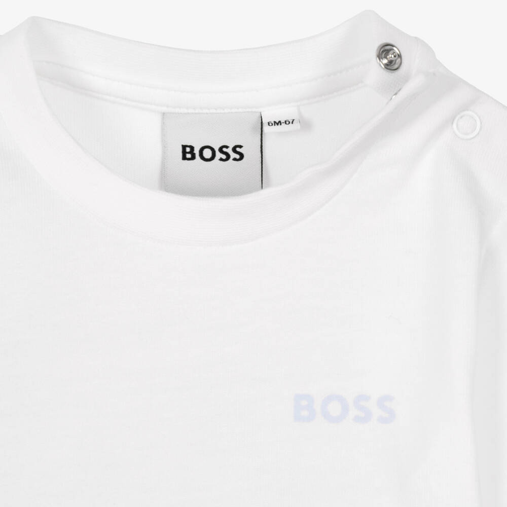 BOSS-Baby Boys Pale Beige Tracksuit Set | Childrensalon