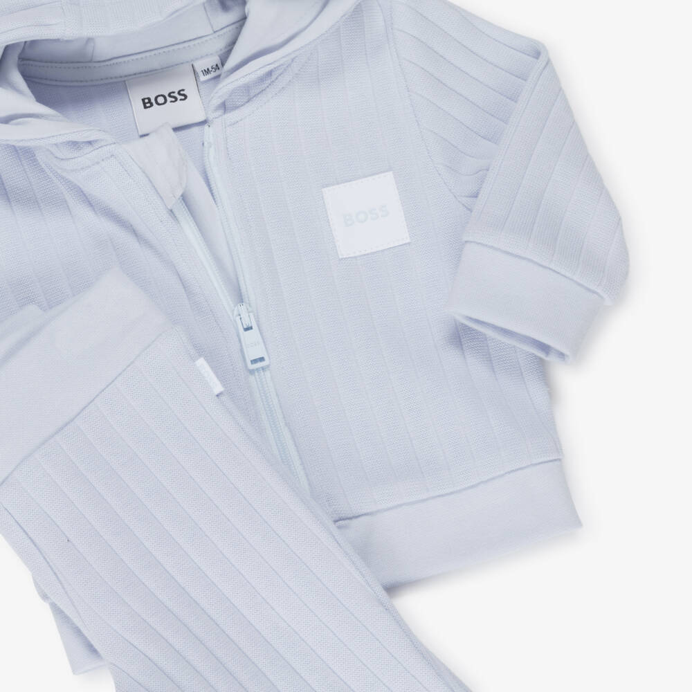 BOSS-Baby Boys Pale Blue 3-Piece Tracksuit Set | Childrensalon