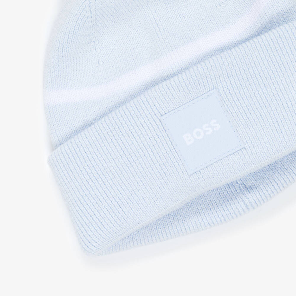 BOSS-Baby Boys Pale Blue Bobble Hat | Childrensalon