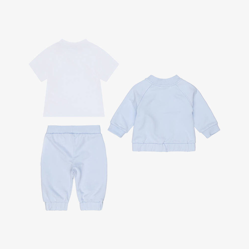 BOSS-Baby Boys Pale Blue Cotton Double B Tracksuit Set | Childrensalon