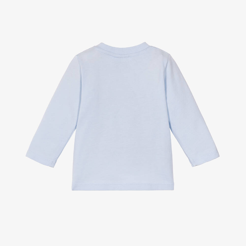 BOSS-Baby Boys Pale Blue Cotton Top | Childrensalon