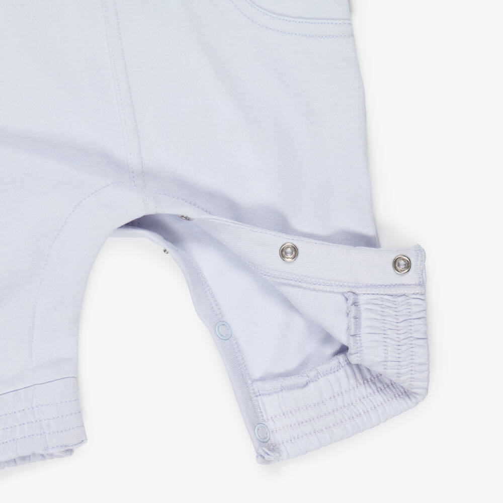 BOSS-Baby Boys Pale Blue Striped Cotton Romper | Childrensalon
