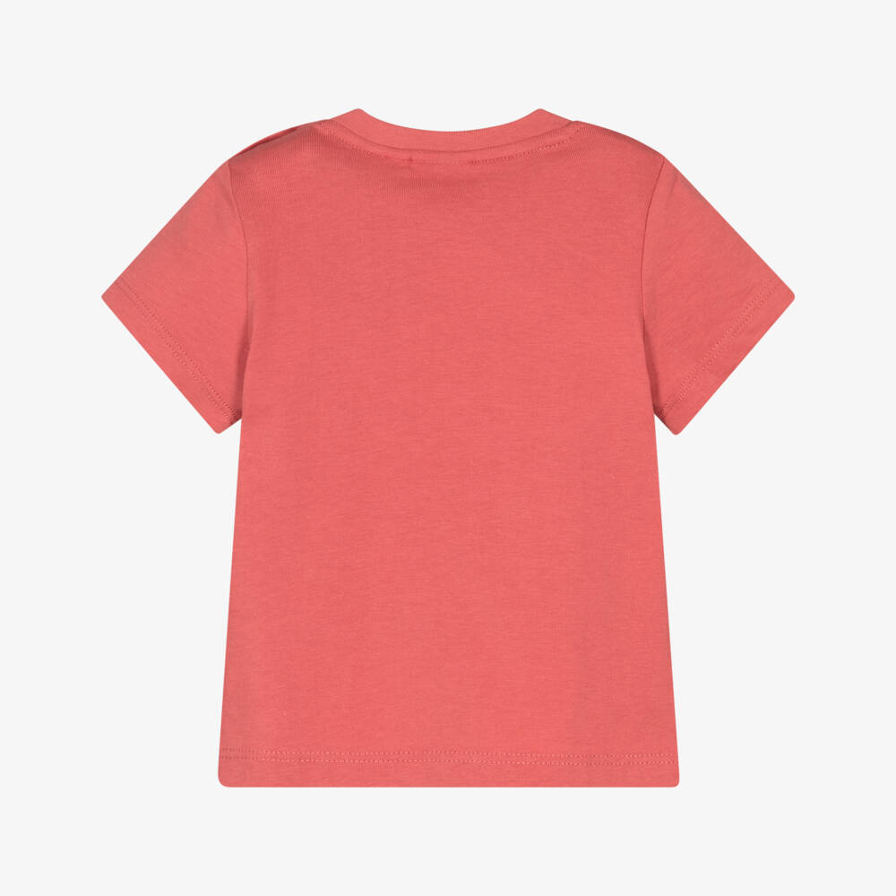 BOSS-Baby Boys Red Cotton Crew Neck T-Shirt with Logo Print | Childrensalon