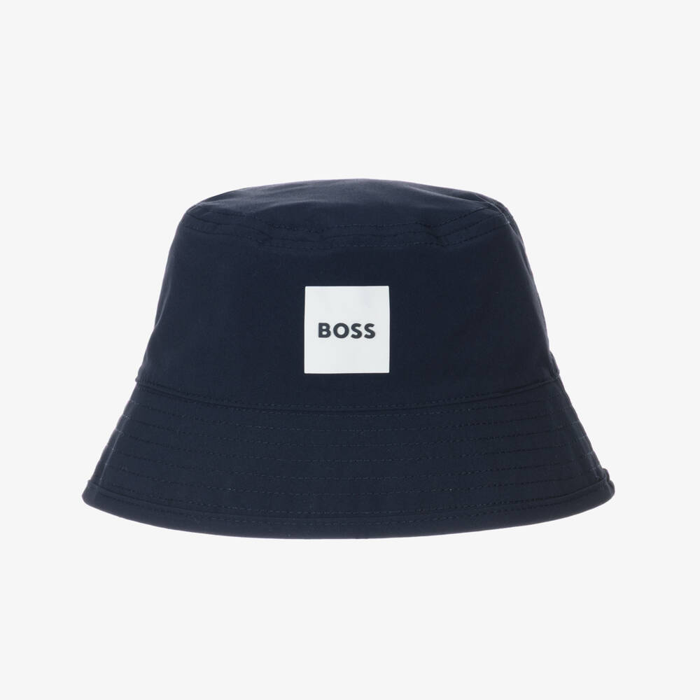 BOSS-Baby Boys Reversible Blue Logo Bucket Hat | Childrensalon