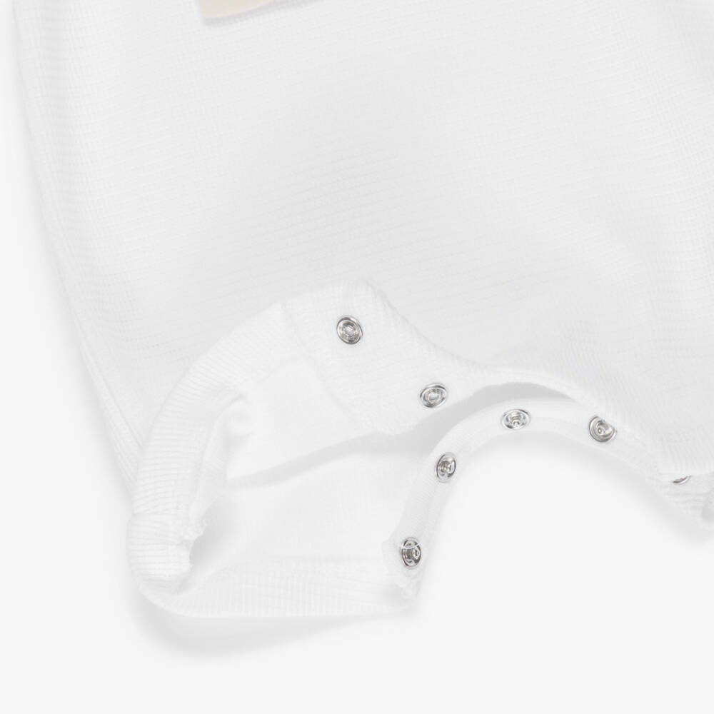 BOSS-Baby Boys White & Beige Cotton Polo Shortie | Childrensalon