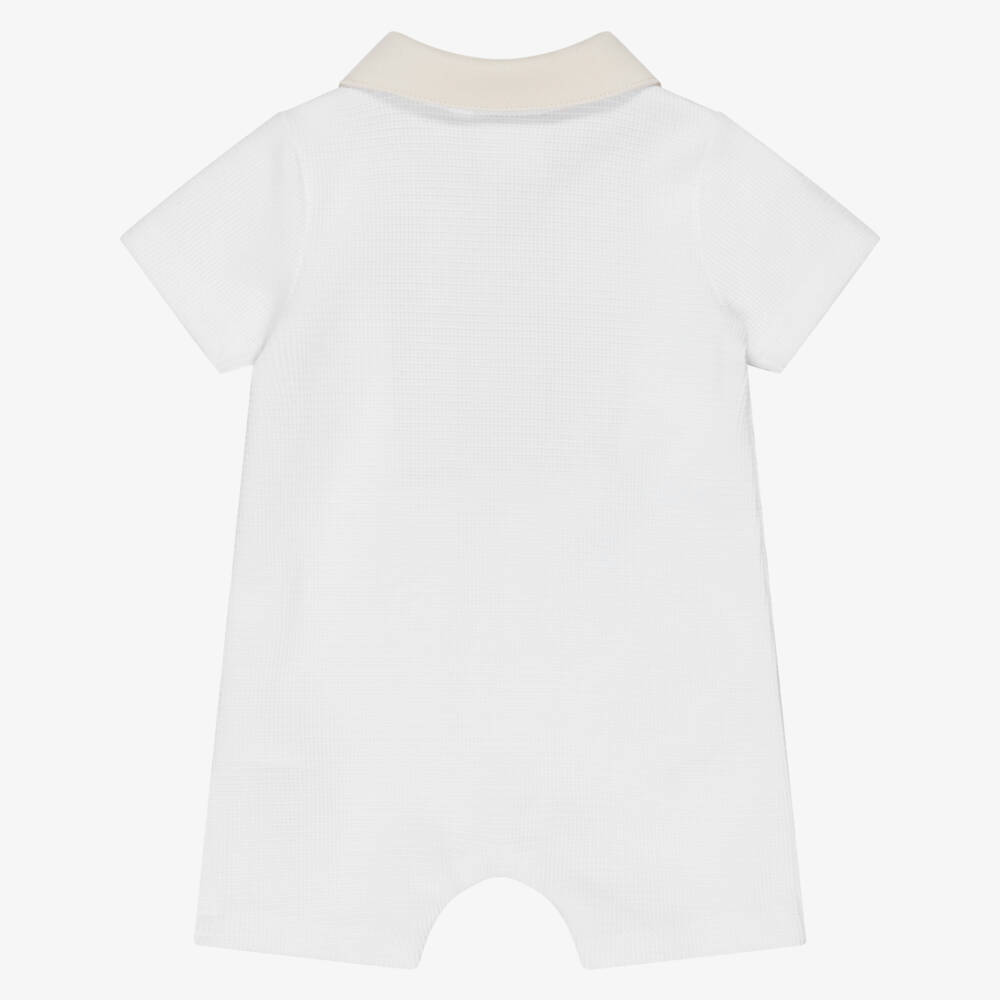 BOSS-Baby Boys White & Beige Cotton Polo Shortie | Childrensalon