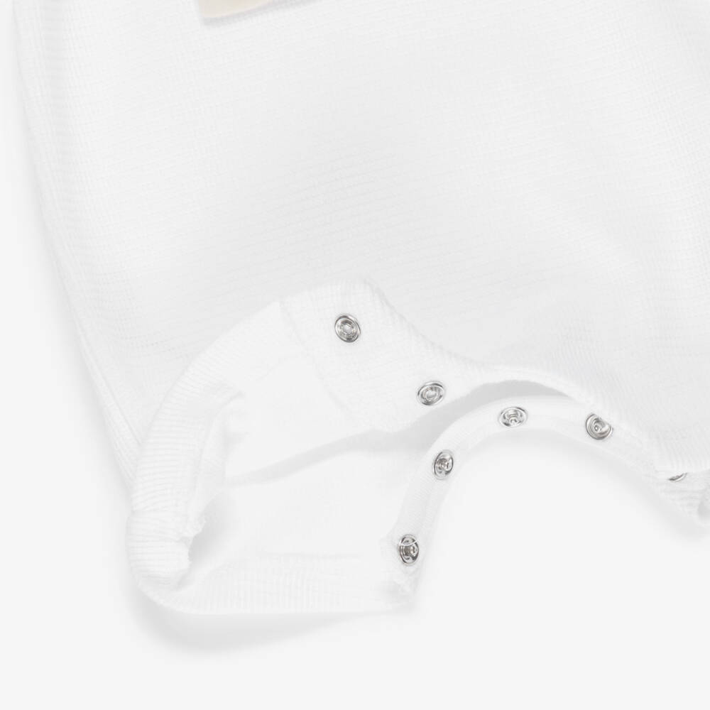 BOSS-Baby Boys White & Beige Cotton Polo Shortie | Childrensalon