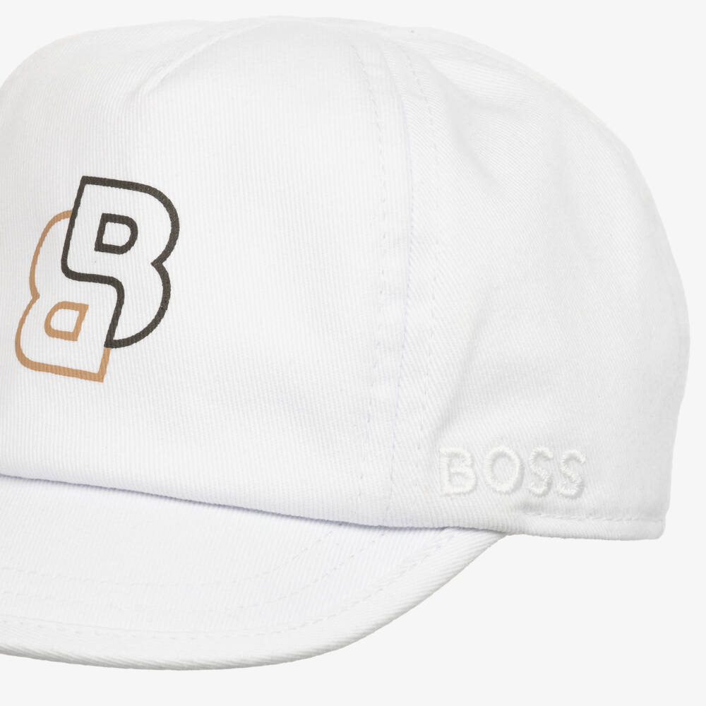 BOSS-Baby Boys White Cotton Cap | Childrensalon