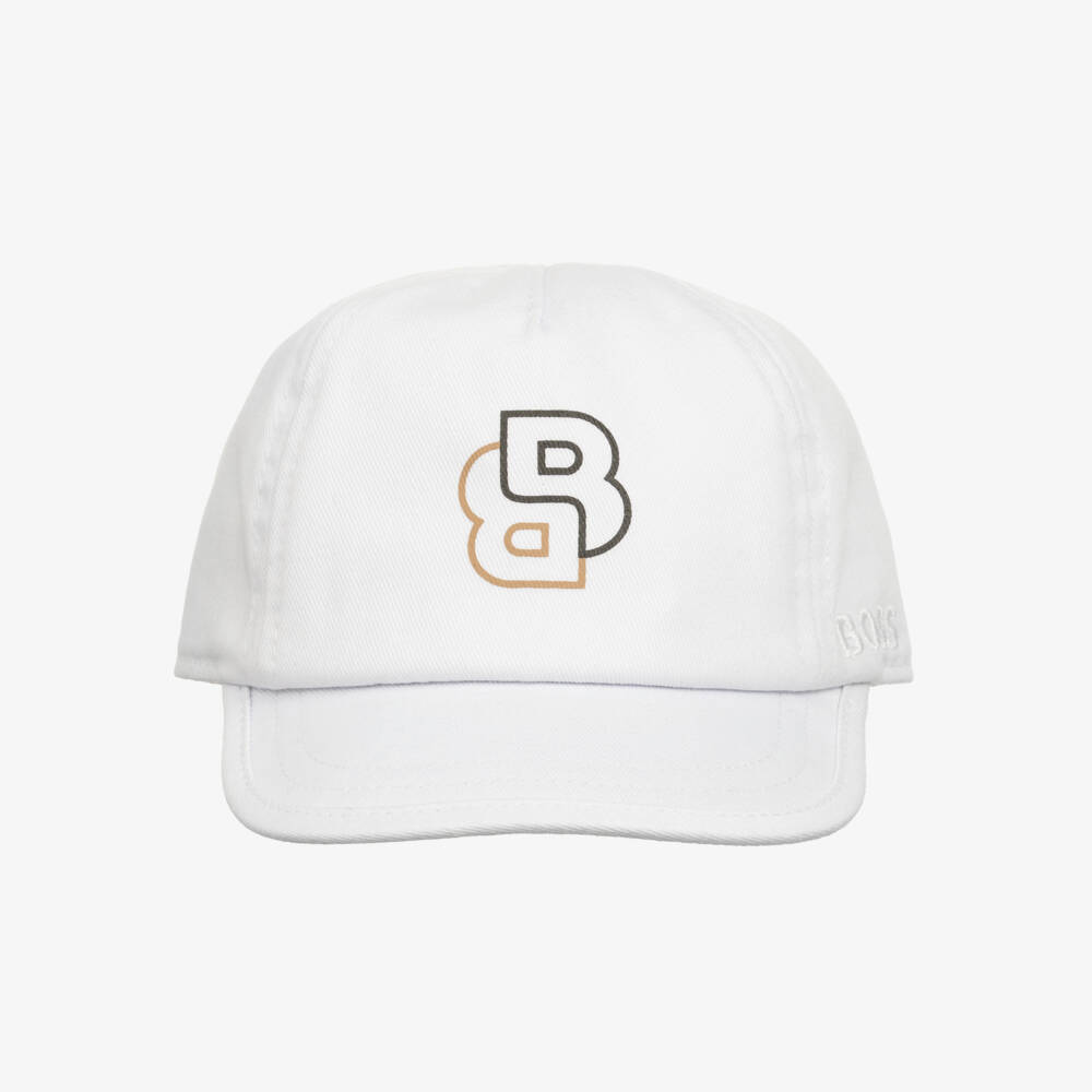 BOSS-Baby Boys White Cotton Cap | Childrensalon