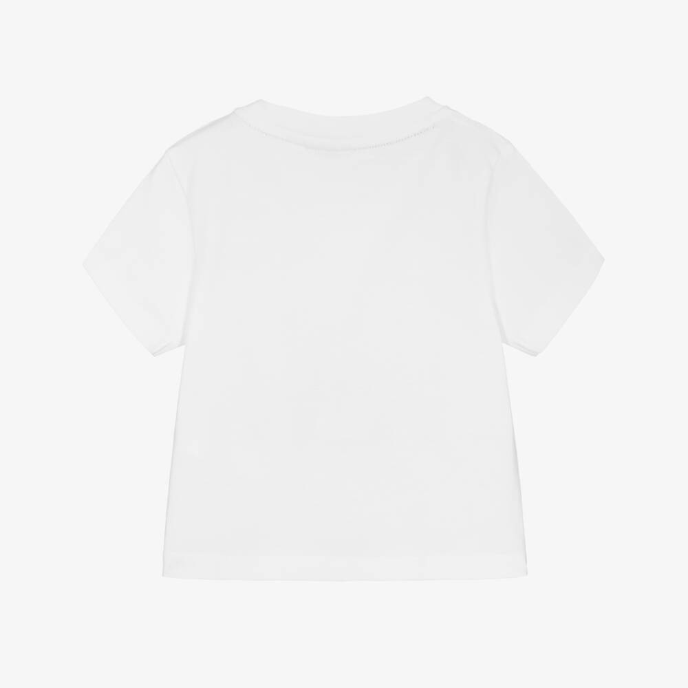 BOSS-تيشيرت قطن بشعار مكرر لون أبيض للأولاد الرضع | Childrensalon