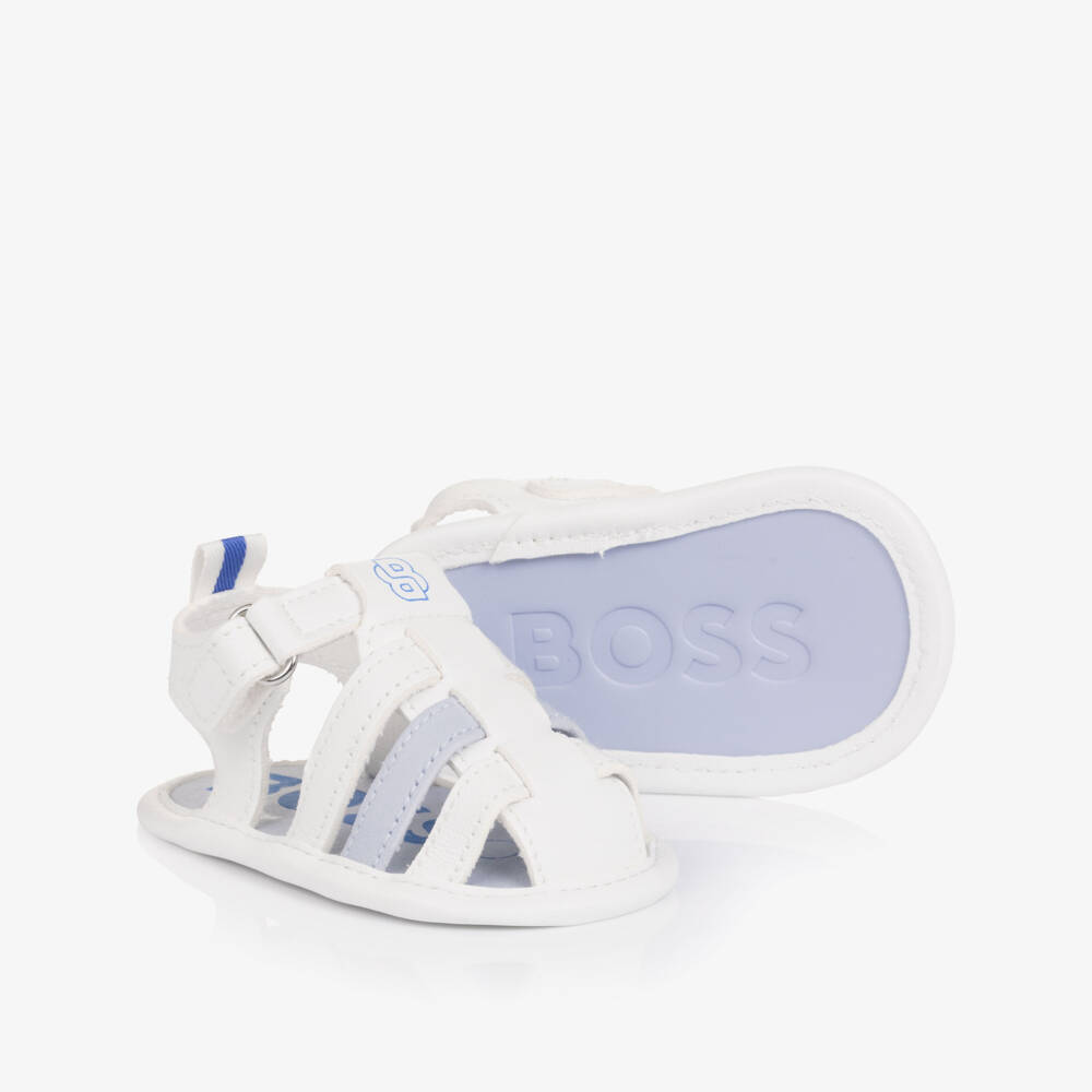 BOSS-Baby Boys White Leather Pre-Walker Sandals | Childrensalon
