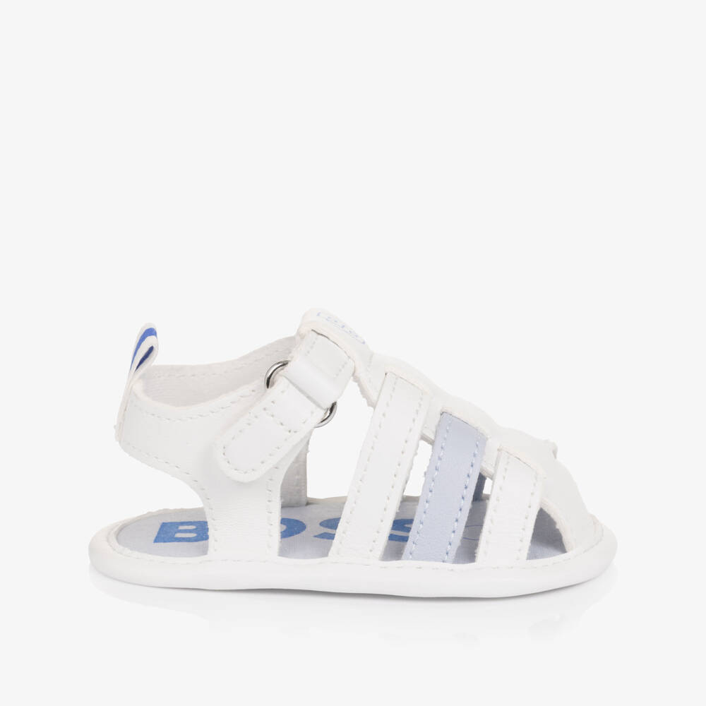 BOSS-Baby Boys White Leather Pre-Walker Sandals | Childrensalon