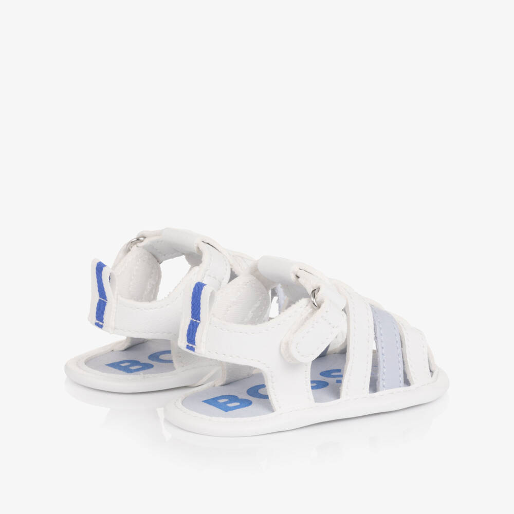 BOSS-Baby Boys White Leather Pre-Walker Sandals | Childrensalon