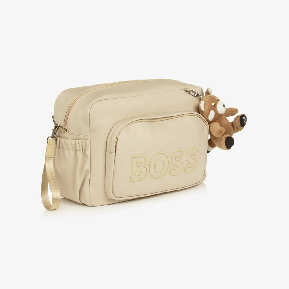 BOSS-Beige Changing Bag with Mat & Red Panda Charm (38cm) | Childrensalon